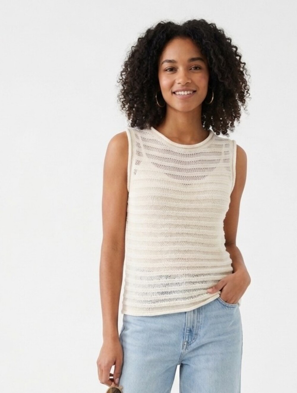Theory New with Tags Soft Open-Knit Striped Sleeveless Sweater petite/ Small